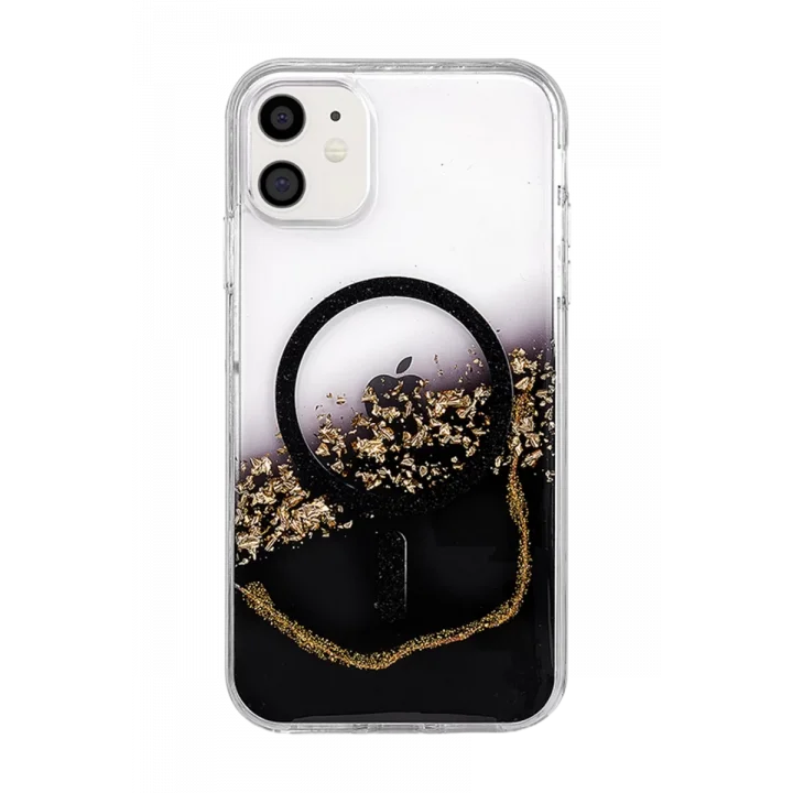 Mey İthalat®   iPhone 11 Lotus Simli Magsafe Kapak - Siyah