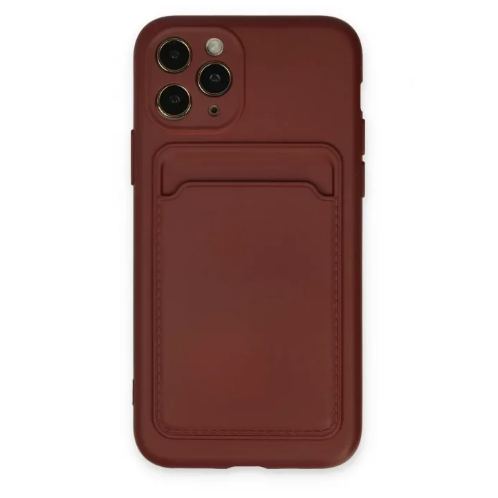 Mey İthalat®   iPhone 11 Pro Kılıf Kelvin Kartvizitli Silikon - Bordo