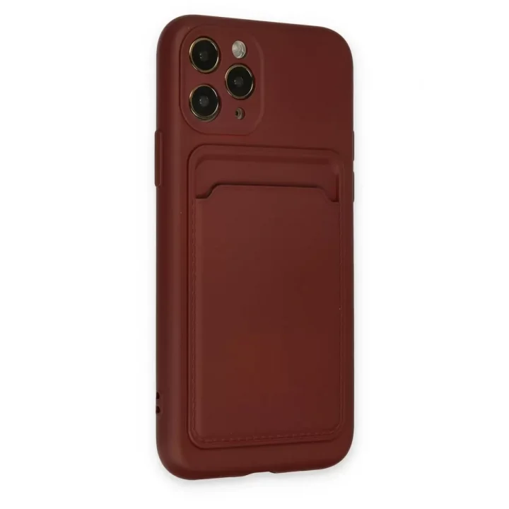 Mey İthalat®   iPhone 11 Pro Kılıf Kelvin Kartvizitli Silikon - Bordo