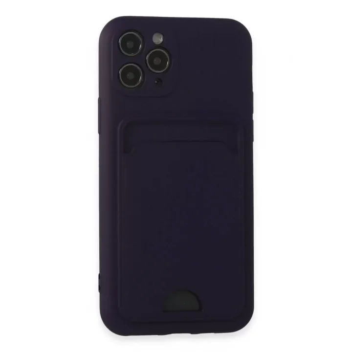 Mey İthalat®   iPhone 11 Pro Kılıf Kelvin Kartvizitli Silikon - Derin Mor