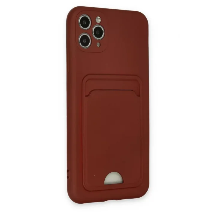 Mey İthalat®   iPhone 11 Pro Max Kılıf Kelvin Kartvizitli Silikon - Bordo