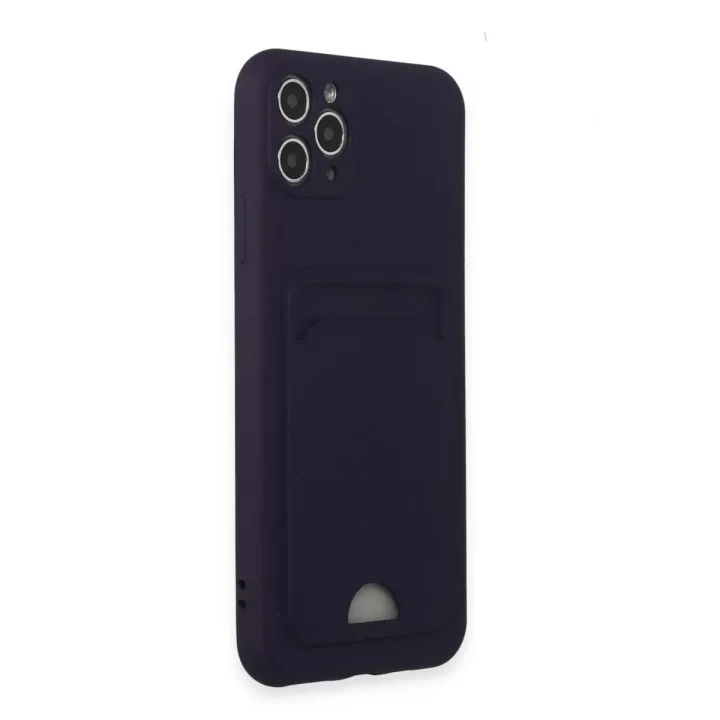 Mey İthalat®   iPhone 11 Pro Max Kılıf Kelvin Kartvizitli Silikon - Derin Mor