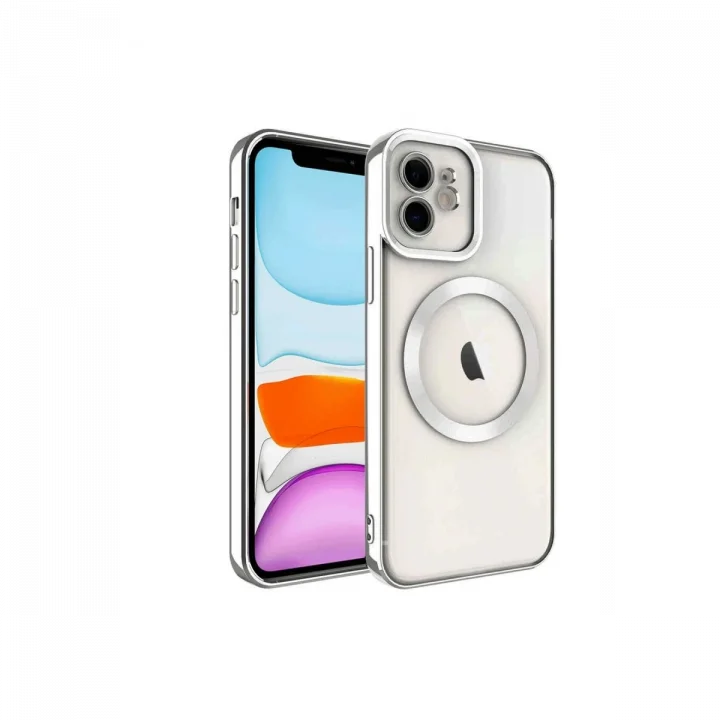 Mey İthalat®  iPhone 12 Kılıf Kross Magneticsafe Kapak - Gümüş