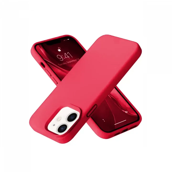 Mey İthalat®   iPhone 12 Kılıf Nano içi Kadife Silikon - Kırmızı