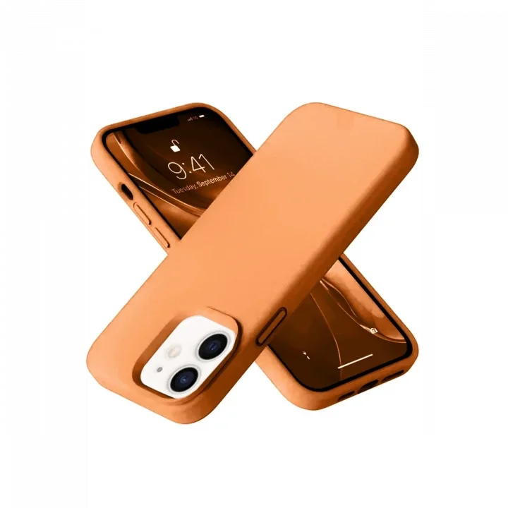 Mey İthalat®   iPhone 12 Kılıf Nano içi Kadife Silikon - Turuncu
