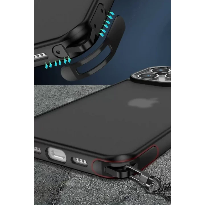 Mey İthalat®   iPhone 13 Pro Max Kılıf Elegant Kapak - Pudra