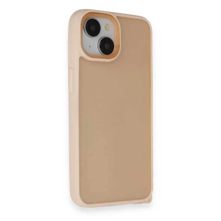 Mey İthalat®   iPhone 14 Kılıf Elegant Kapak - Pudra