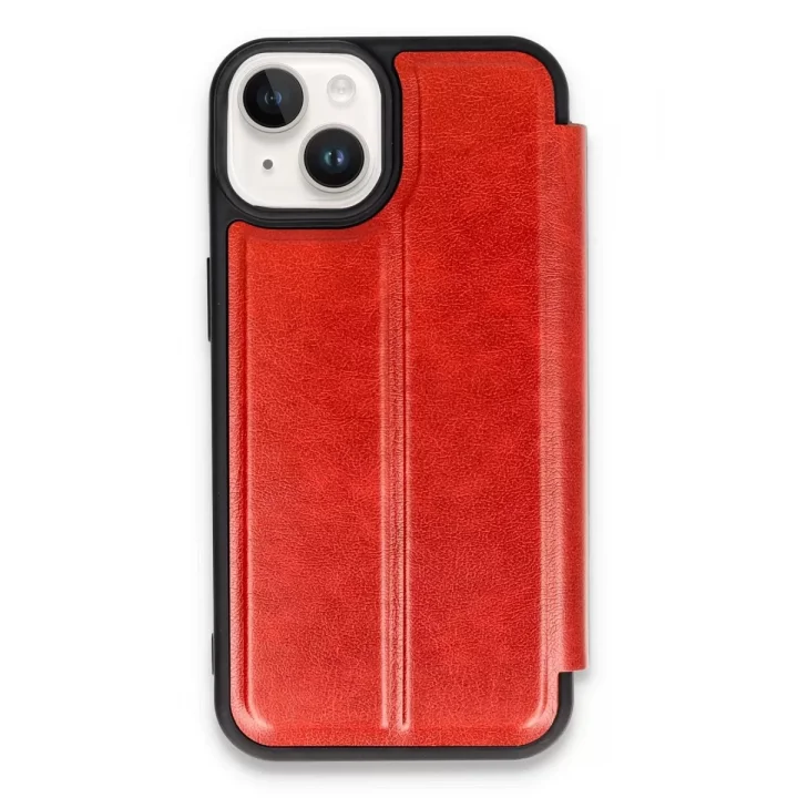 Mey İthalat®   iPhone 14 Kılıf Flip Cover - Kırmızı