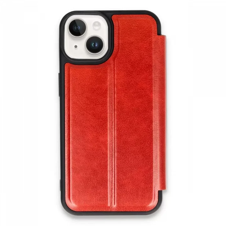 Mey İthalat®   iPhone 14 Kılıf Flip Cover - Kırmızı
