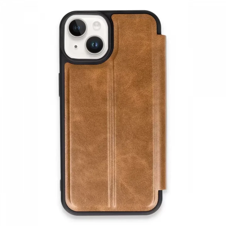 Mey İthalat®   iPhone 14 Kılıf Flip Cover - Taba