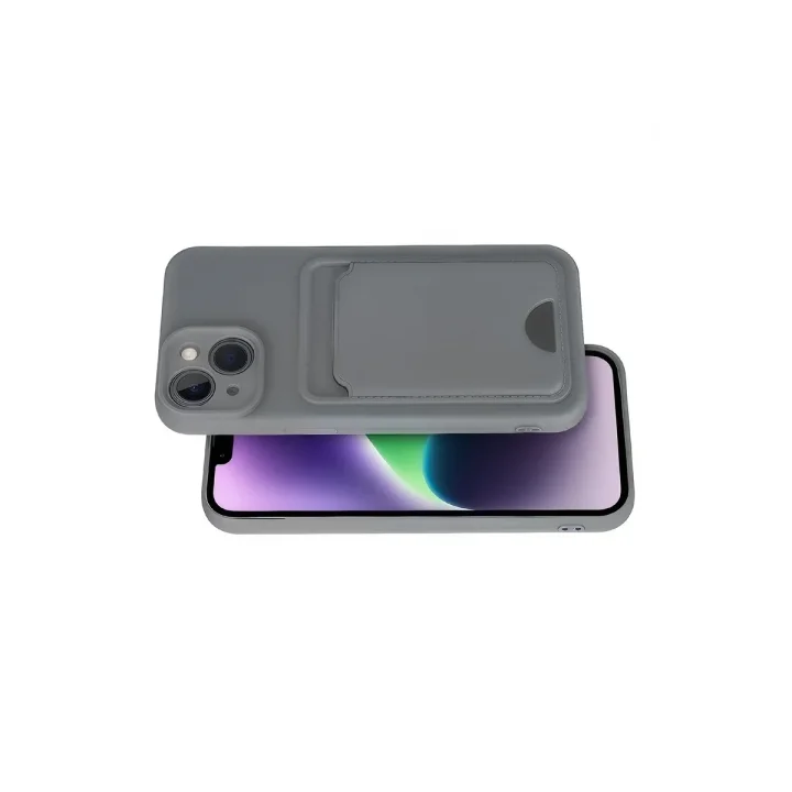 Mey İthalat®   iPhone 14 Kılıf Kelvin Kartvizitli Silikon - Gri