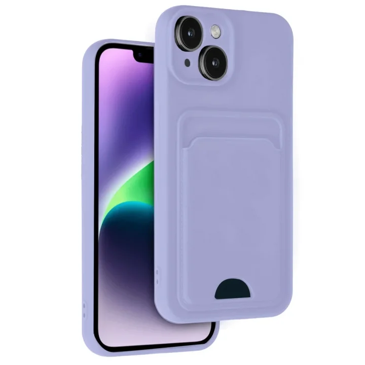 Mey İthalat®   iPhone 14 Kılıf Kelvin Kartvizitli Silikon - Lila