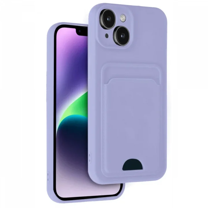 Mey İthalat®   iPhone 14 Kılıf Kelvin Kartvizitli Silikon - Lila