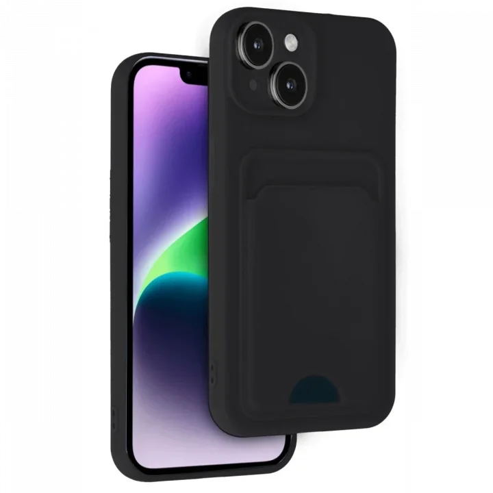 Mey İthalat®   iPhone 14 Kılıf Kelvin Kartvizitli Silikon - Siyah