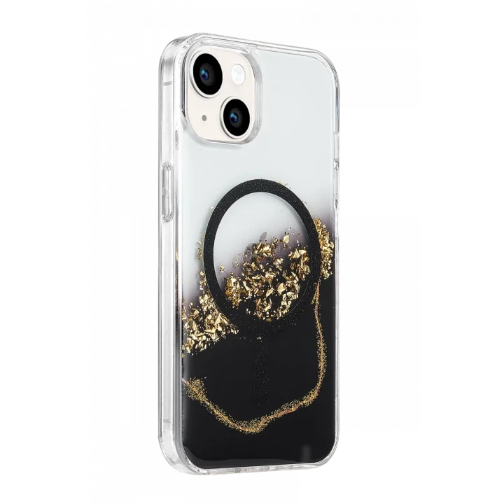 Mey İthalat®   iPhone 14 Lotus Simli Magsafe Kapak - Siyah