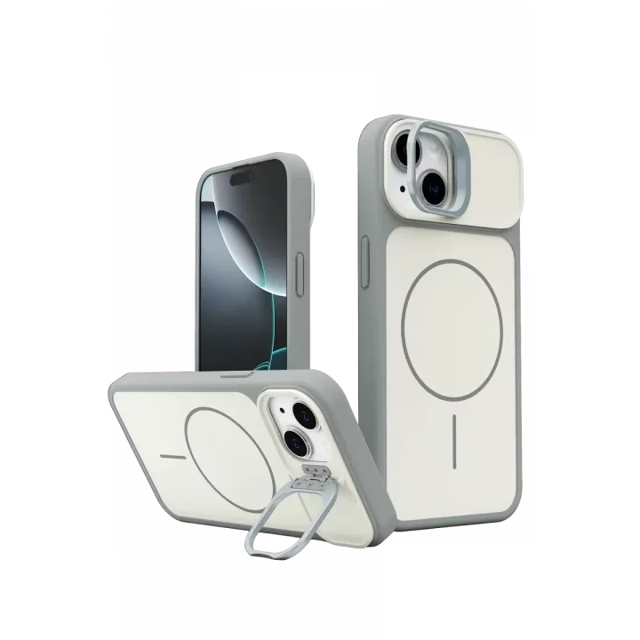 Mey İthalat®   iPhone 14 Pale Magsafe Standlı Kapak - Beyaz