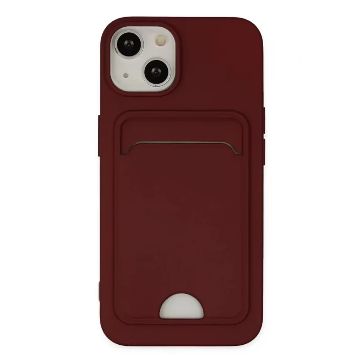 Mey İthalat®   iPhone 14 Plus Kılıf Kelvin Kartvizitli Silikon - Bordo