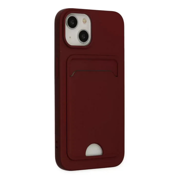 Mey İthalat®   iPhone 14 Plus Kılıf Kelvin Kartvizitli Silikon - Bordo