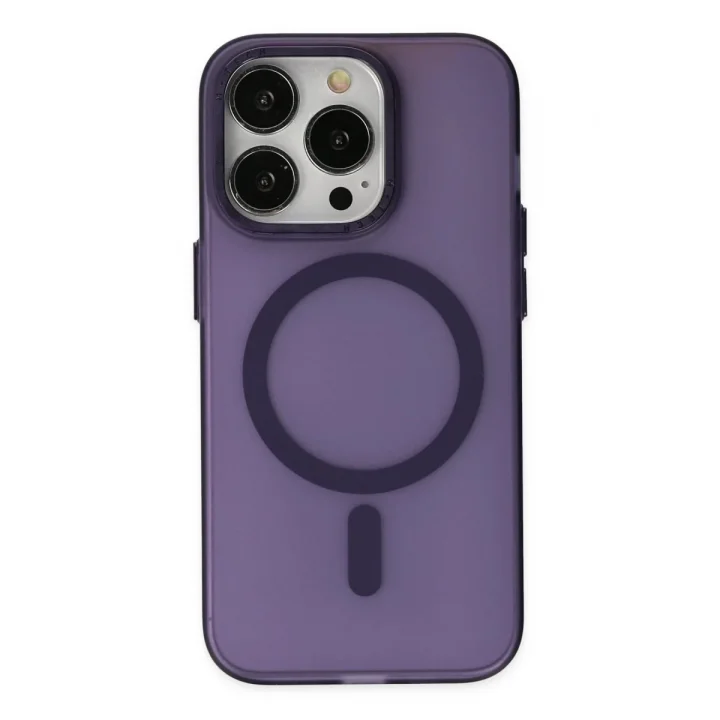 Mey İthalat®   iPhone 14 Pro Kılıf Lodos Magneticsafe Mat Kapak - Mor