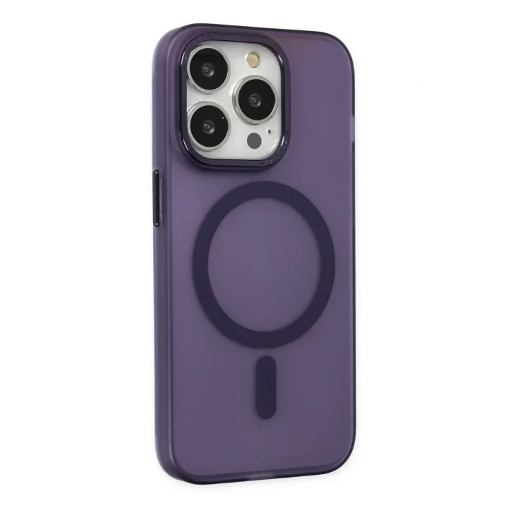 Mey İthalat®   iPhone 14 Pro Kılıf Lodos Magneticsafe Mat Kapak - Mor