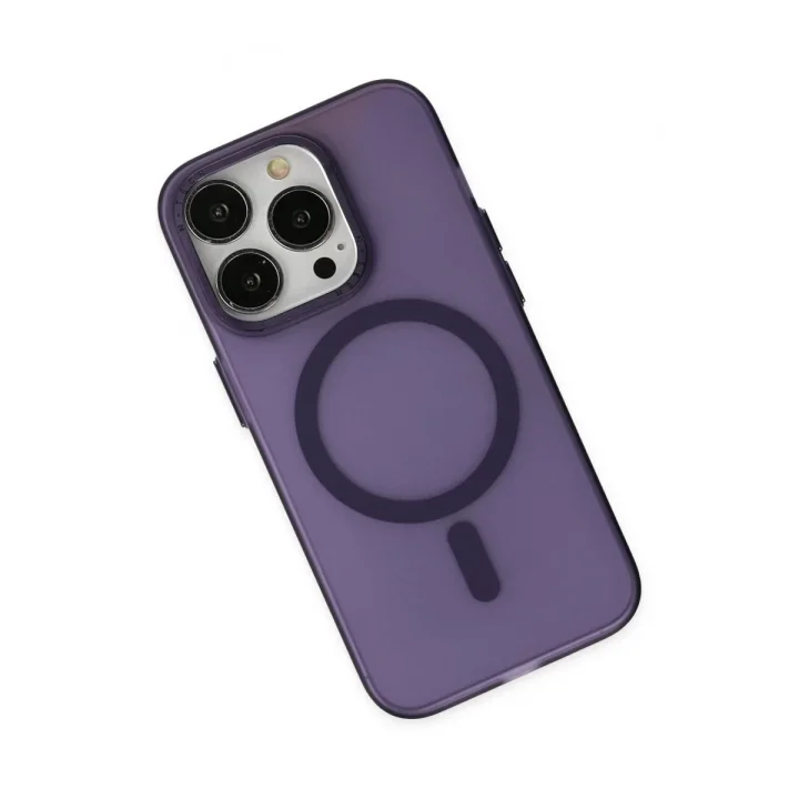 Mey İthalat®   iPhone 14 Pro Kılıf Lodos Magneticsafe Mat Kapak - Mor