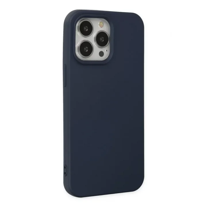 Mey İthalat®   iPhone 14 Pro Kılıf Nano içi Kadife Silikon - Lacivert