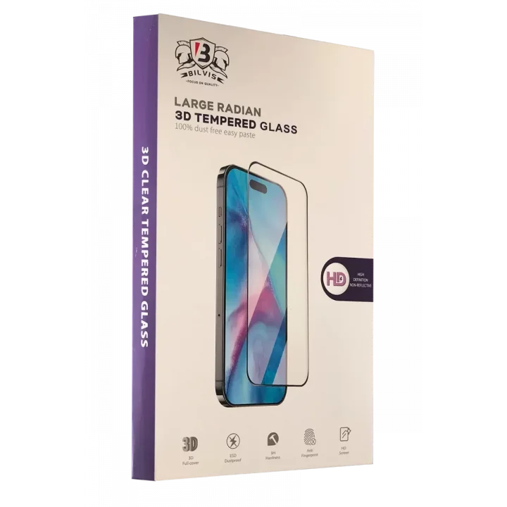 Mey İthalat®   iPhone 14 Pro Max Bilvis 3D Radian Cam Ekran Koruyucu