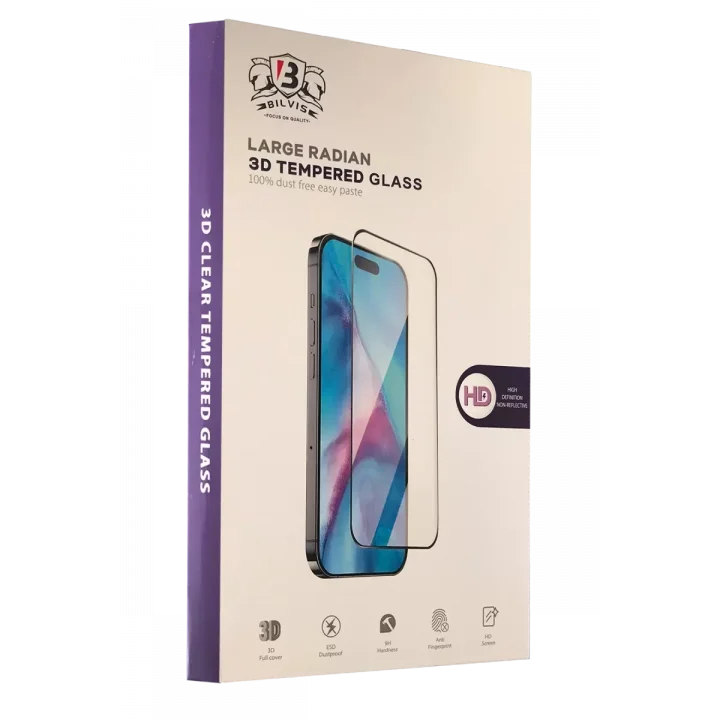 Mey İthalat®   iPhone 14 Pro Max Bilvis 3D Radian Cam Ekran Koruyucu