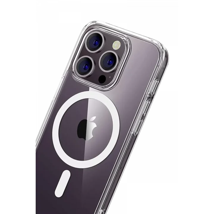Mey İthalat®   iPhone 14 Pro Max Combo Sert Şeffaf Magsafe Kapak - Şeffaf
