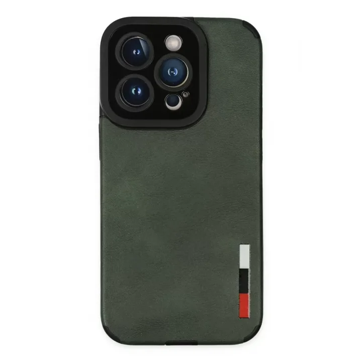 Mey İthalat®   iPhone 14 Pro Max Kılıf Loop Deri Silikon - Yeşil