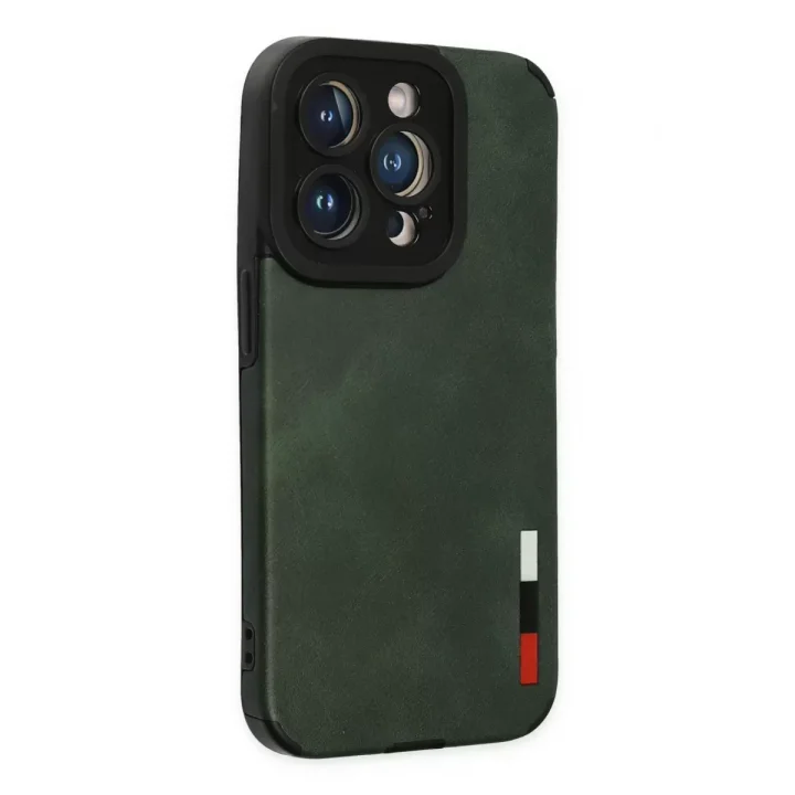 Mey İthalat®   iPhone 14 Pro Max Kılıf Loop Deri Silikon - Yeşil