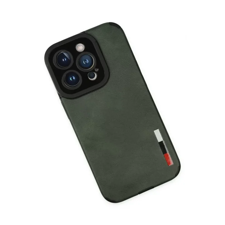 Mey İthalat®   iPhone 14 Pro Max Kılıf Loop Deri Silikon - Yeşil
