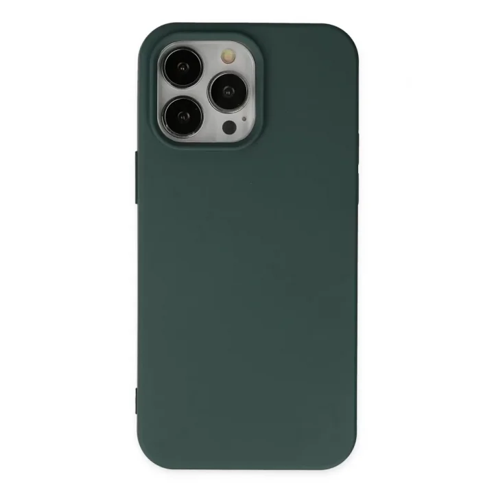 Mey İthalat®   iPhone 14 Pro Max Kılıf Nano içi Kadife Silikon - Koyu Yeşil