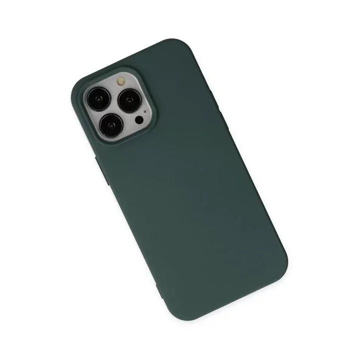 Mey İthalat®   iPhone 14 Pro Max Kılıf Nano içi Kadife Silikon - Koyu Yeşil