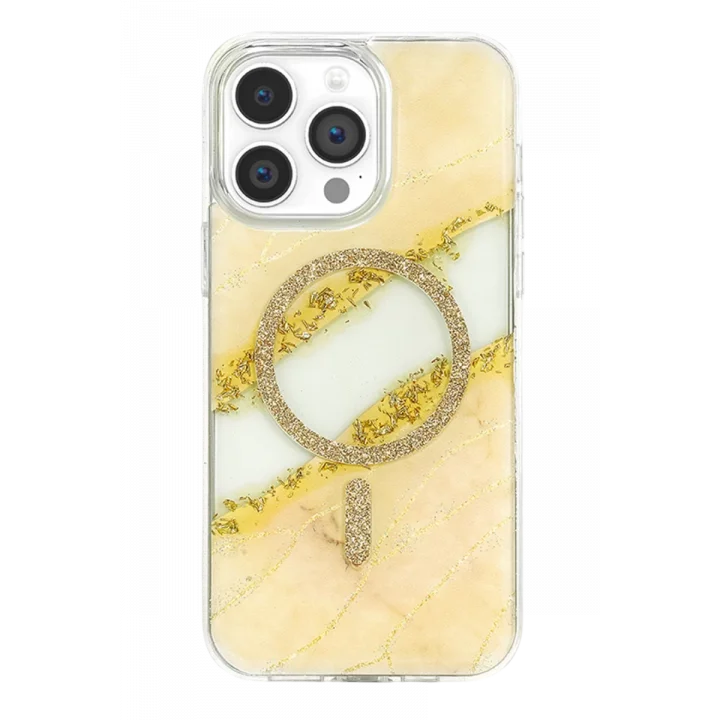 Mey İthalat®   iPhone 14 Pro Max Lotus Simli Magsafe Kapak - Gümüş