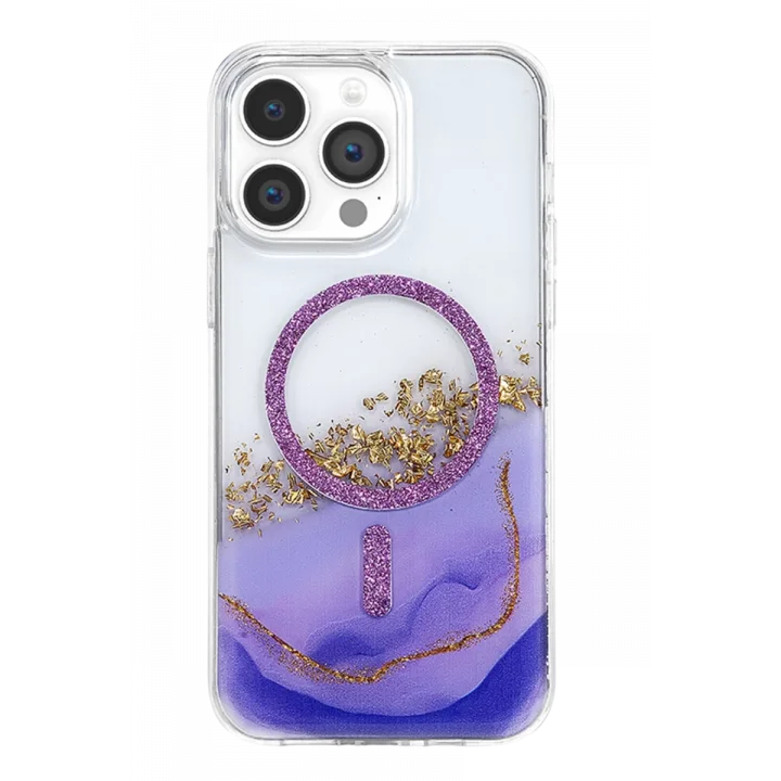 Mey İthalat®   iPhone 14 Pro Max Lotus Simli Magsafe Kapak - Mor
