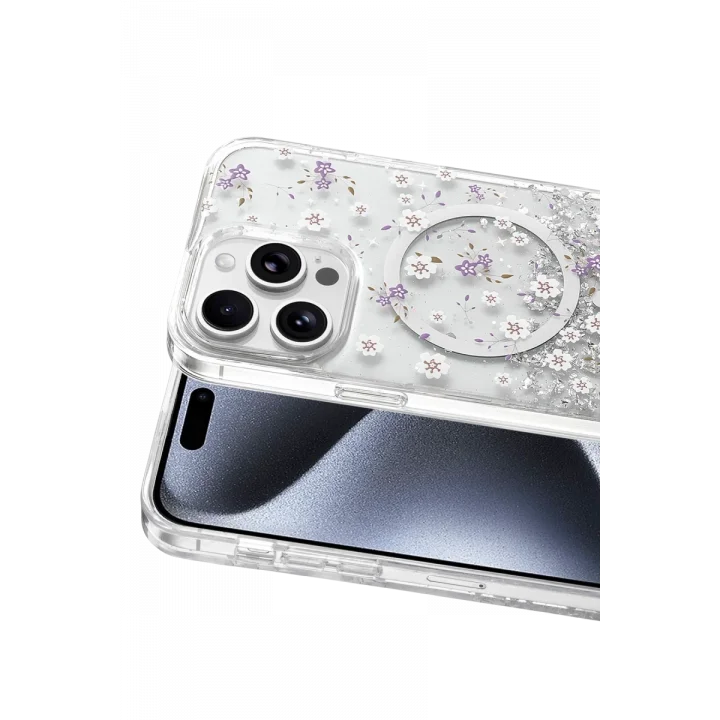 Mey İthalat®   iPhone 14 Pro Max Misk Simli Magsafe Kapak - Desen 2