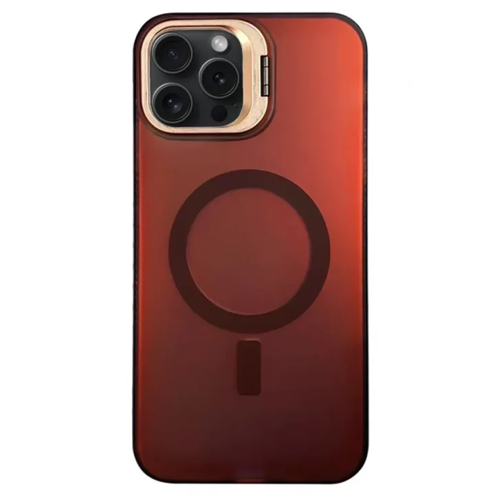 Mey İthalat®  iPhone 14 Pro Max Primera Magsafe Standlı Kapak - Bordo