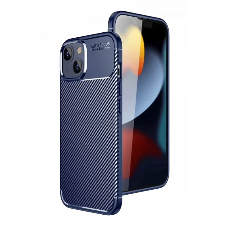 Mey İthalat®   iPhone 15 Kılıf Auto Focus Karbon Kapak - Lacivert