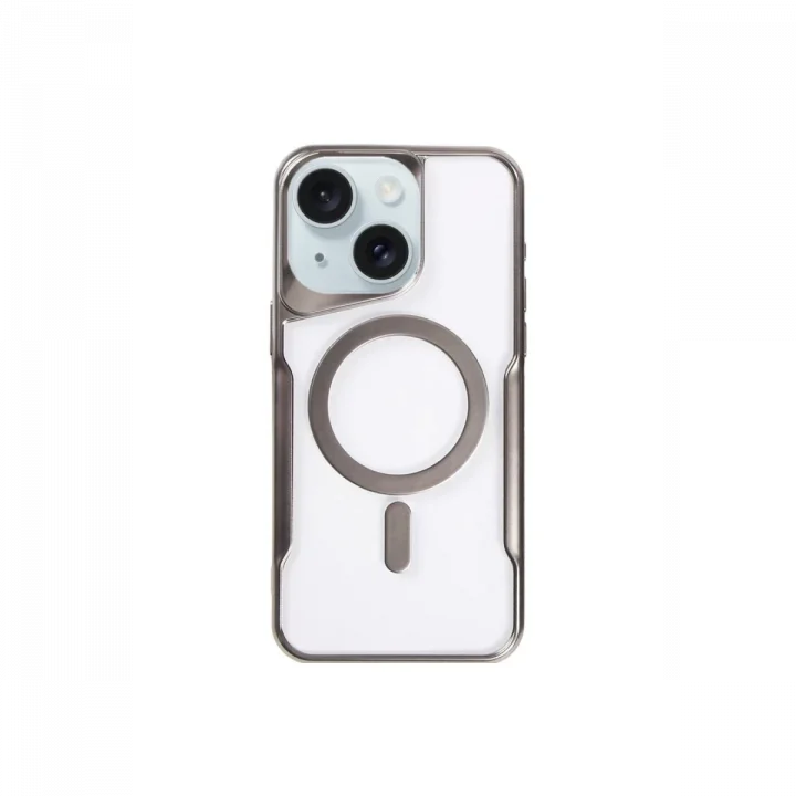 Mey İthalat®   iPhone 15 Kılıf Boyi Magsafe Silikon Kapak - Titan Gri
