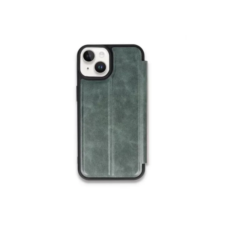 Mey İthalat®   iPhone 15 Kılıf Flip Cover - Koyu Yeşil