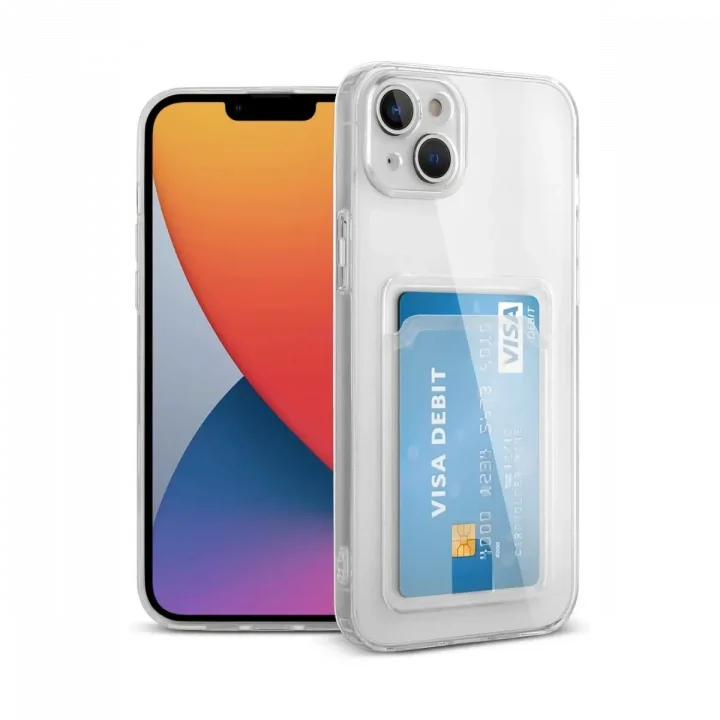 Mey İthalat®   iPhone 15 Kılıf Kart Şeffaf Silikon - Şeffaf