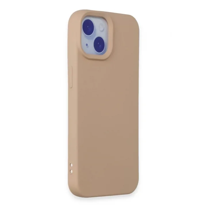 Mey İthalat®   iPhone 15 Kılıf Nano içi Kadife Silikon - Pudra
