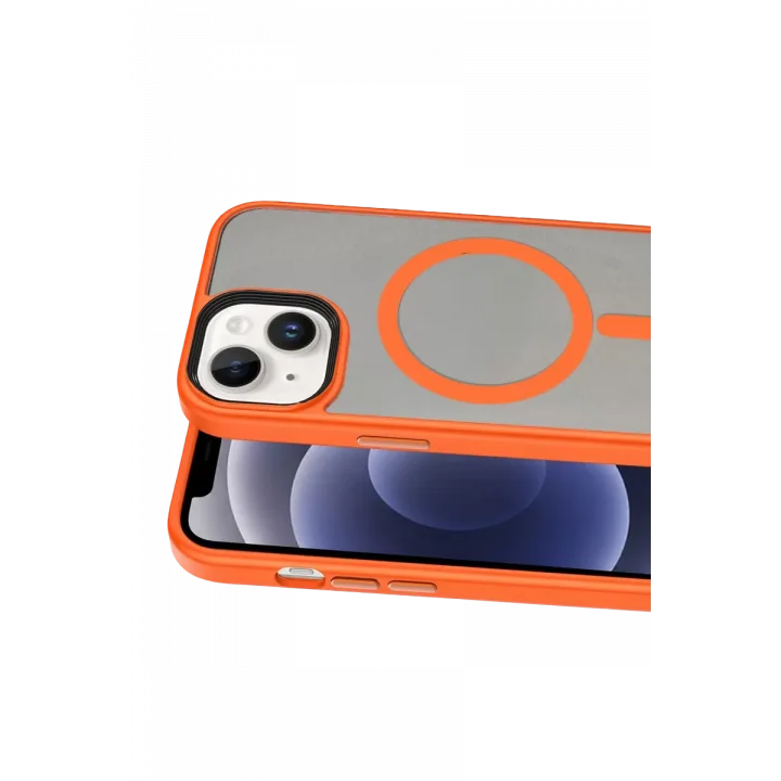 Mey İthalat®   iPhone 15 Megane Magsafe Kapak - Turuncu