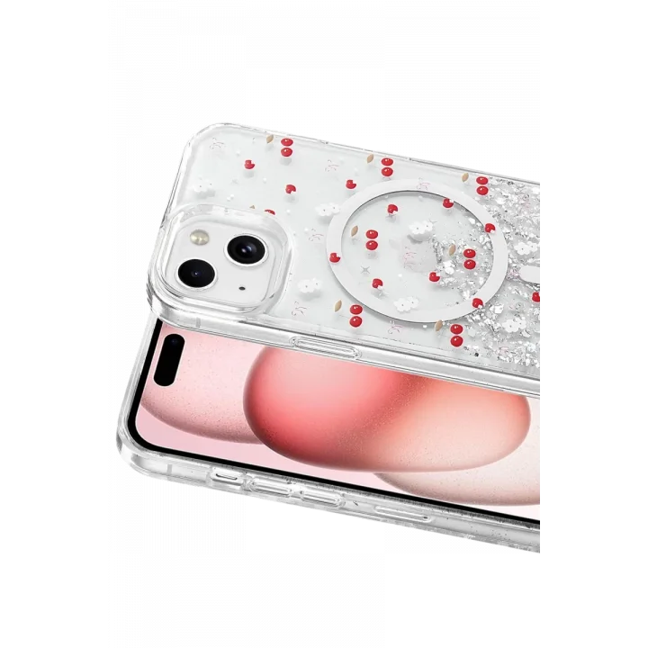 Mey İthalat®   iPhone 15 Misk Simli Magsafe Kapak - Desen 5