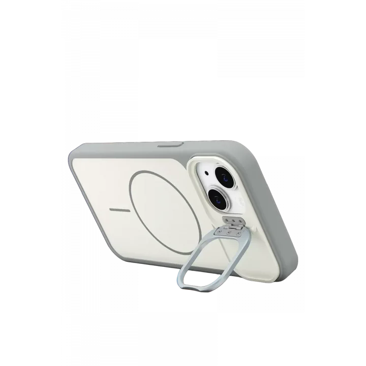 Mey İthalat®   iPhone 15 Pale Magsafe Standlı Kapak - Beyaz
