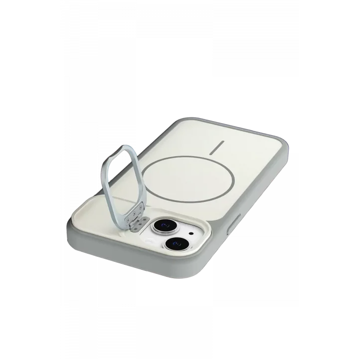 Mey İthalat®   iPhone 15 Pale Magsafe Standlı Kapak - Beyaz