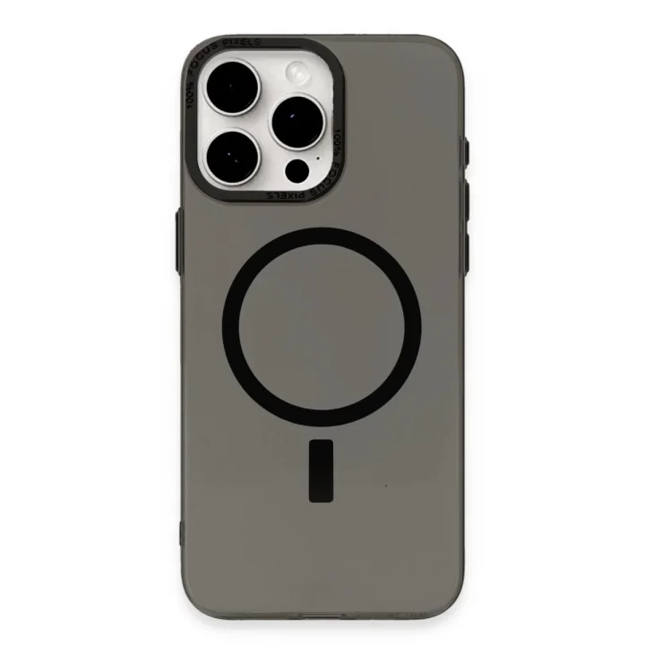 Mey İthalat®   iPhone 15 Pro Max Kılıf Anka PC Magneticsafe Sert Metal Kapak - Siyah