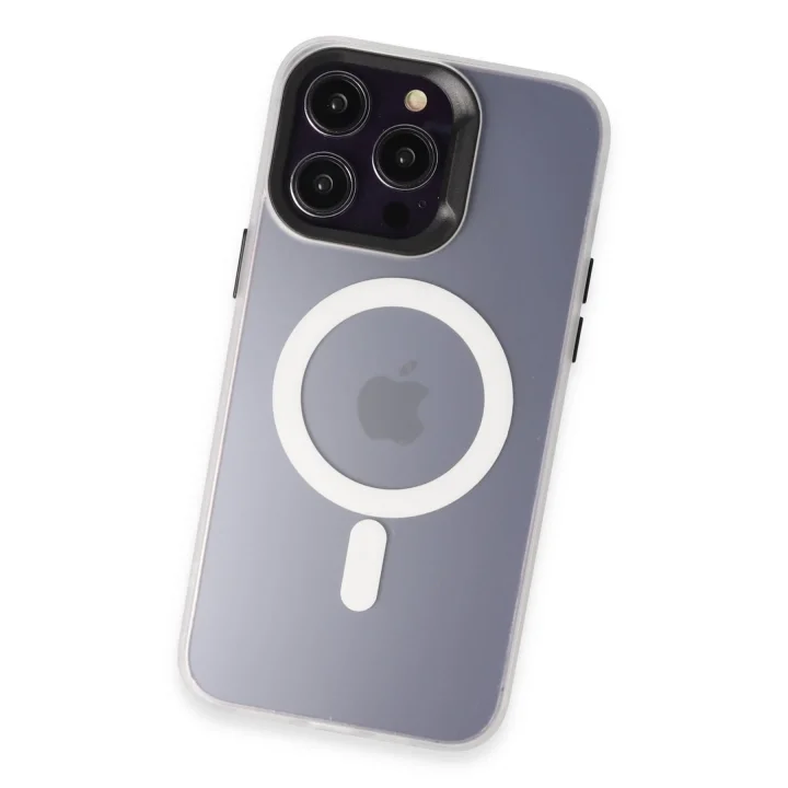Mey İthalat®  iPhone 15 Pro Max Kılıf Mateks Magsafe Kapak - Beyaz