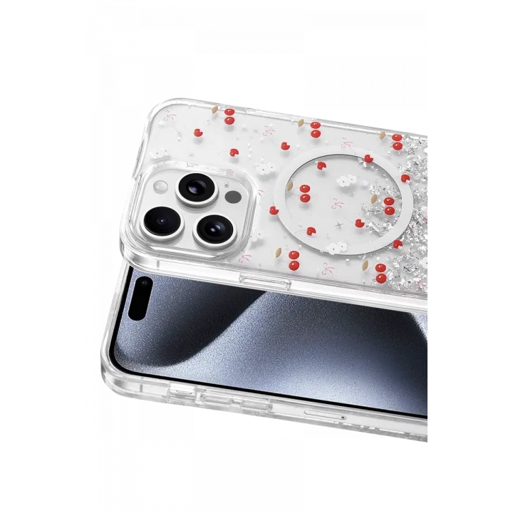 Mey İthalat®   iPhone 15 Pro Max Misk Simli Magsafe Kapak - Desen 5